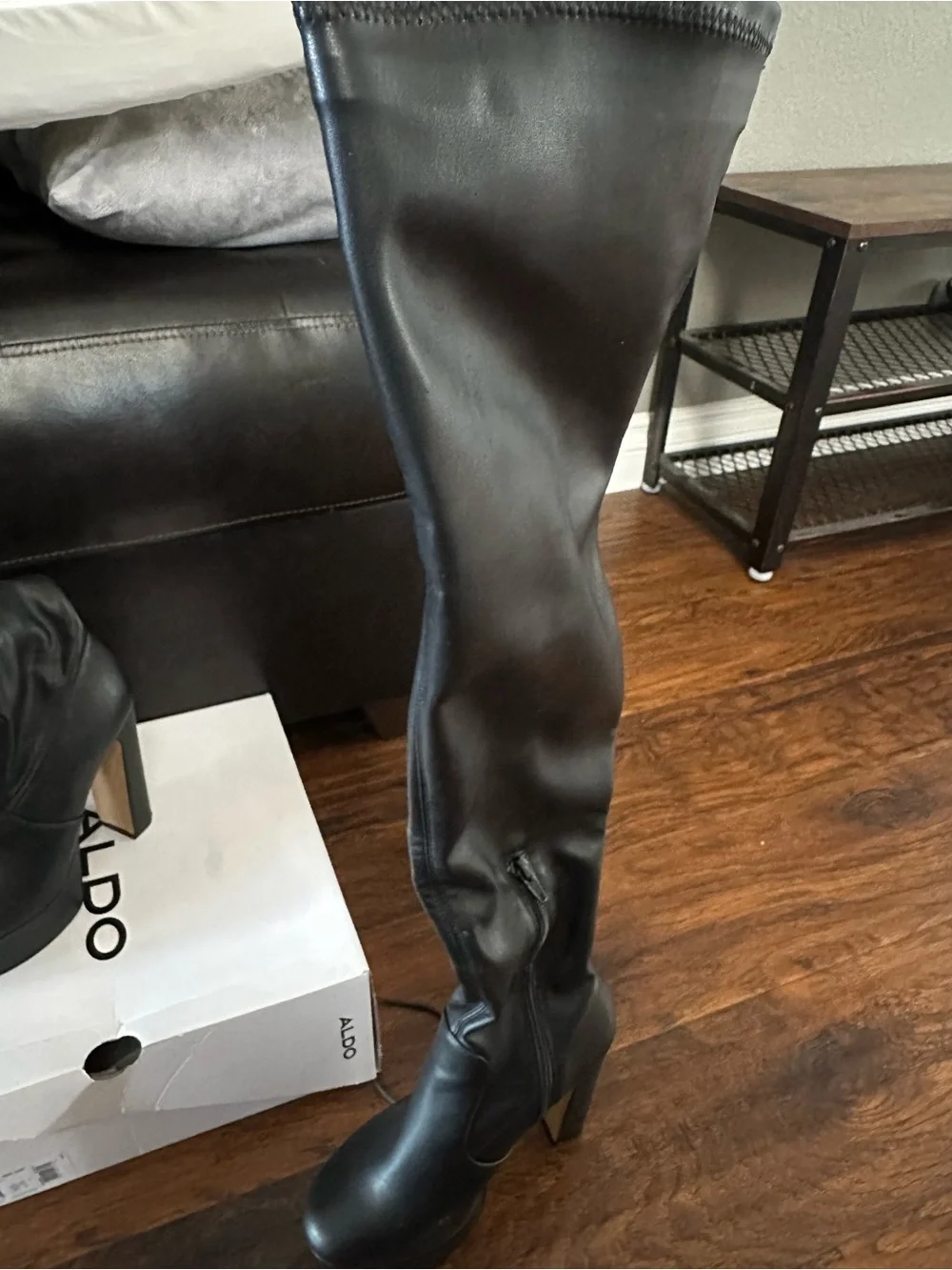 Aldo Black Platform Block Heel Ankle Boots